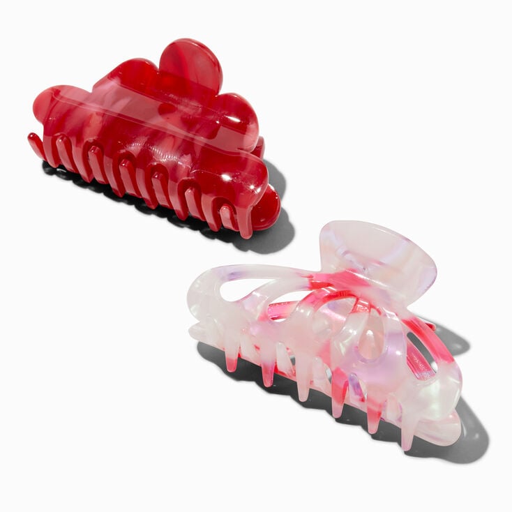 Red Solid &amp; Patterned Hair Claws - 2 Pack,
