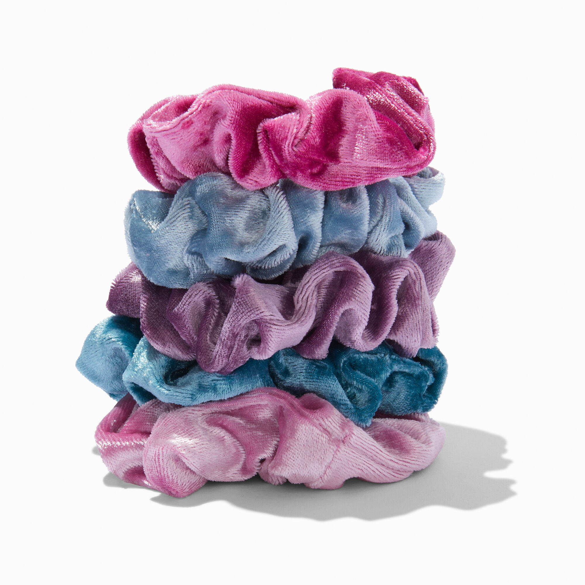 Velvet Sheen Mixed Hair Scrunchies - 5 Pack,
