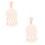 Rose Gold 1&quot; Dream Catcher Clip On Drop Earrings,