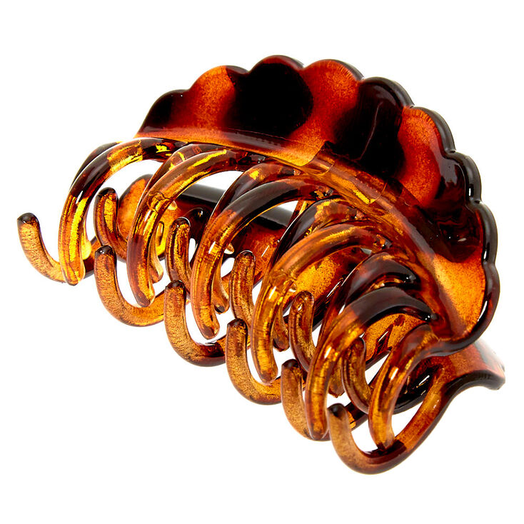 Claire's Petite pince à cheveux à motif écaille de tortue marron à double rangée de picots