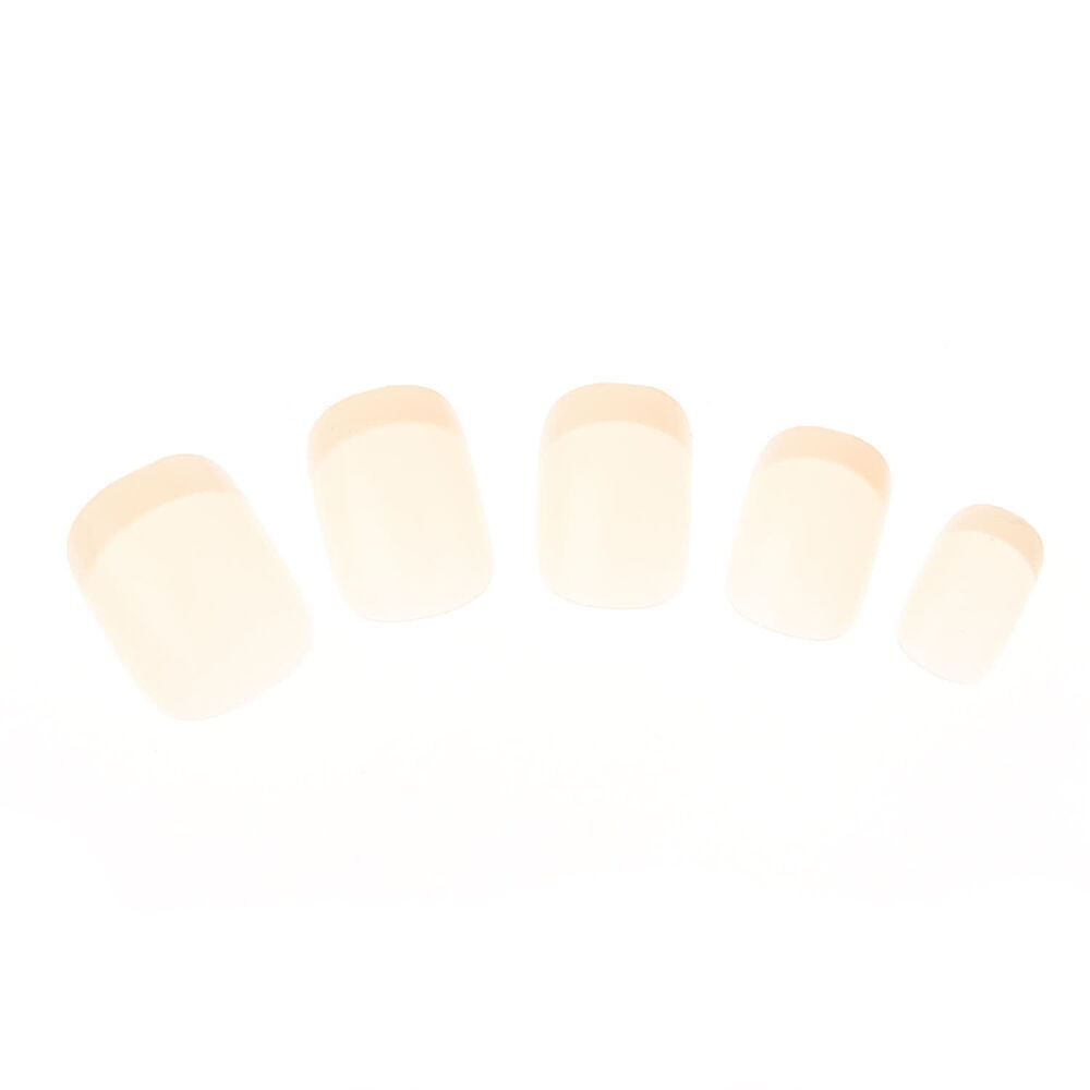 French Manicure False Nails - 24 Pack, Nude,