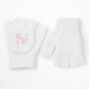 Unicorn Fingerless Gloves With Mitten Flap - White,