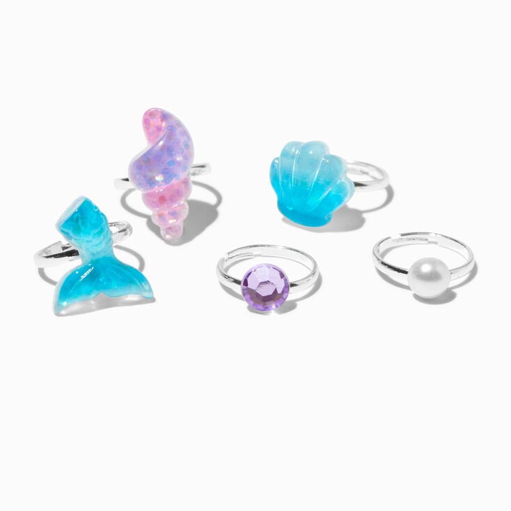 Claire&#39;s Club Mermaid Shell Silver-tone Rings - 5 Pack,
