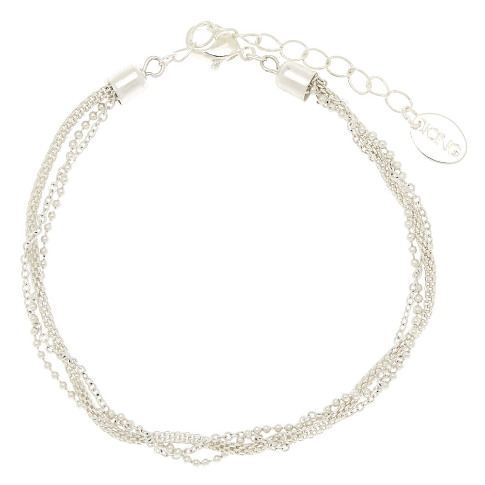 Silver Braided Layered Anklet,