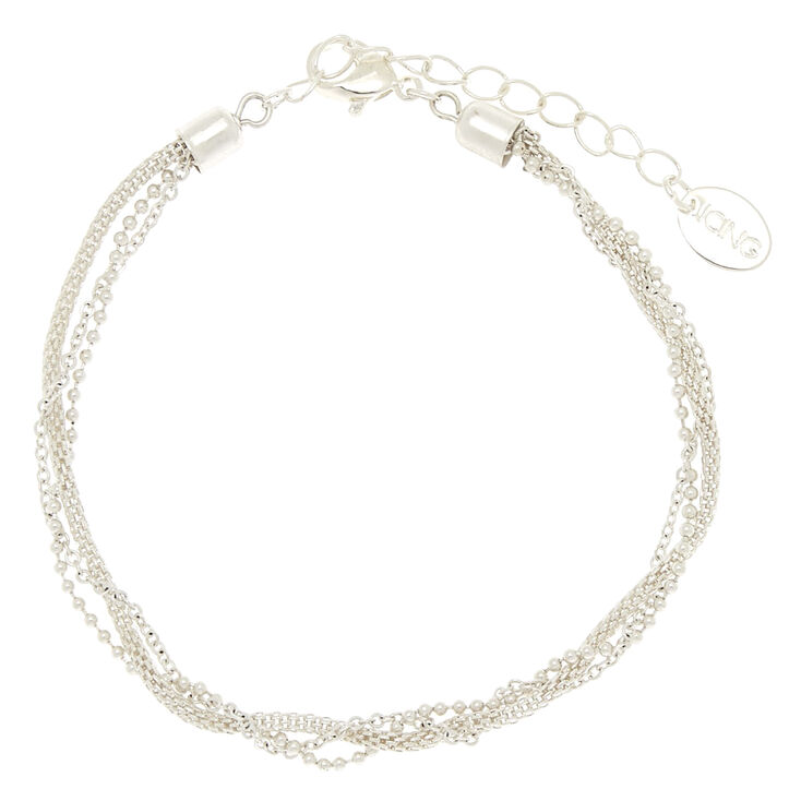 Silver Braided Layered Anklet,
