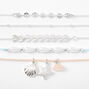 Silver Pastel Beachy Mixed Choker Necklaces - 5 Pack,