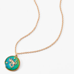 Gold Zodiac Mood Pendant Necklace - Taurus,