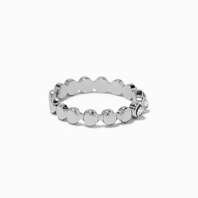 Silver-tone Round Crystal Band Ring,