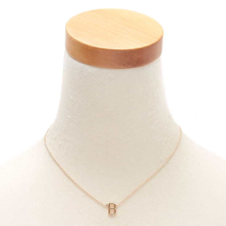 Gold Stone Initial Pendant Necklace - B,