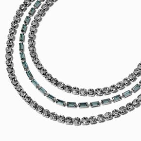 Light Blue Baguette Crystal Multi-Strand Necklace,
