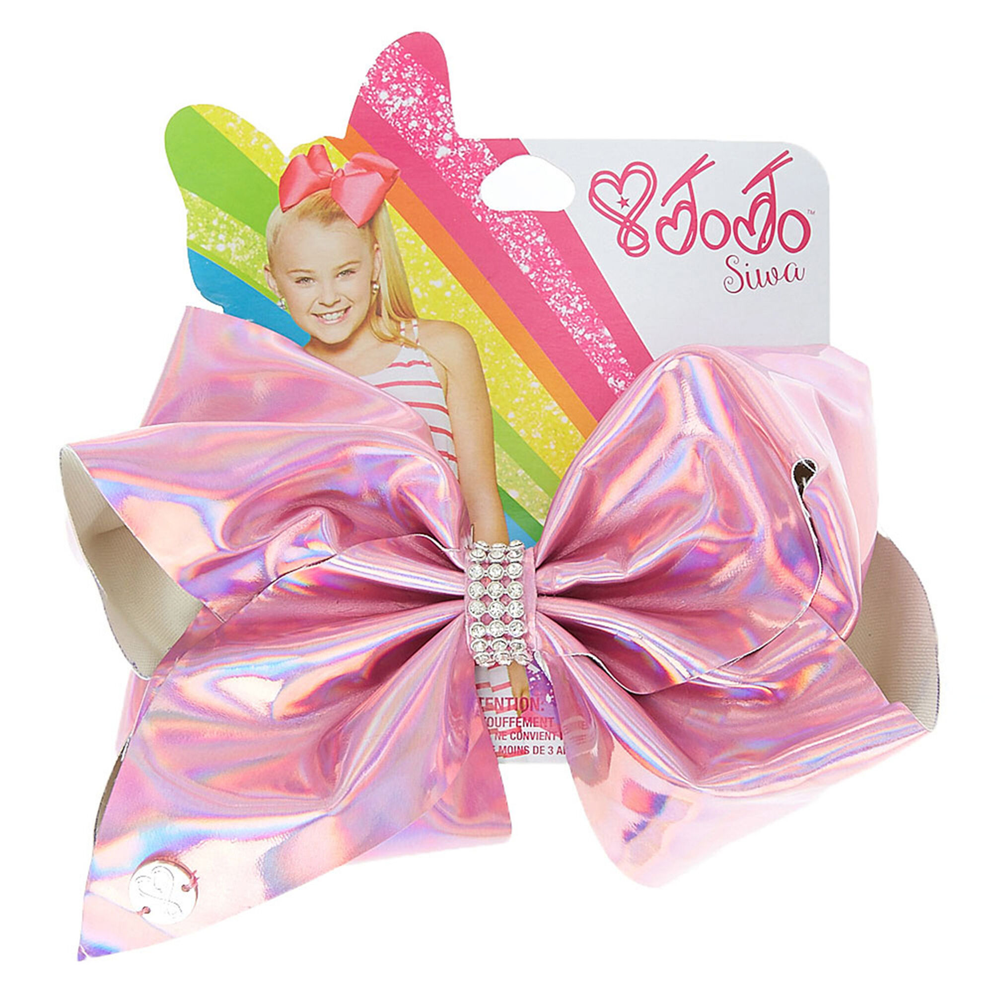 JoJo Siwa Pink Metallic Holographic Signature Bow | Claire's