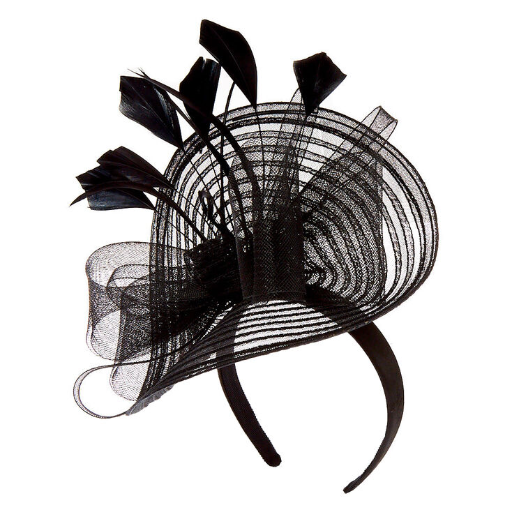 Claire's Bibi chapeau avec nœud et plumes de grande taille - Noir
