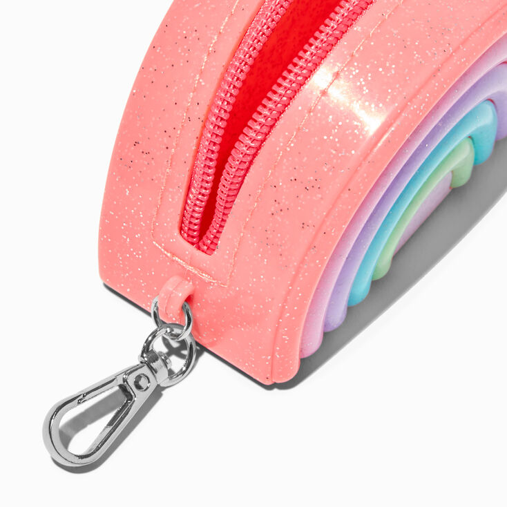 Porte-cl&eacute;s porte-monnaie en silicone arc-en-ciel,