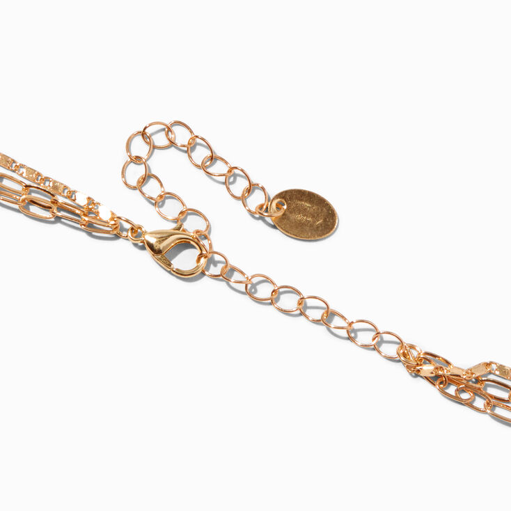 Gold-tone Mermaid Iridescent Heart Multi-Strand Necklace ,