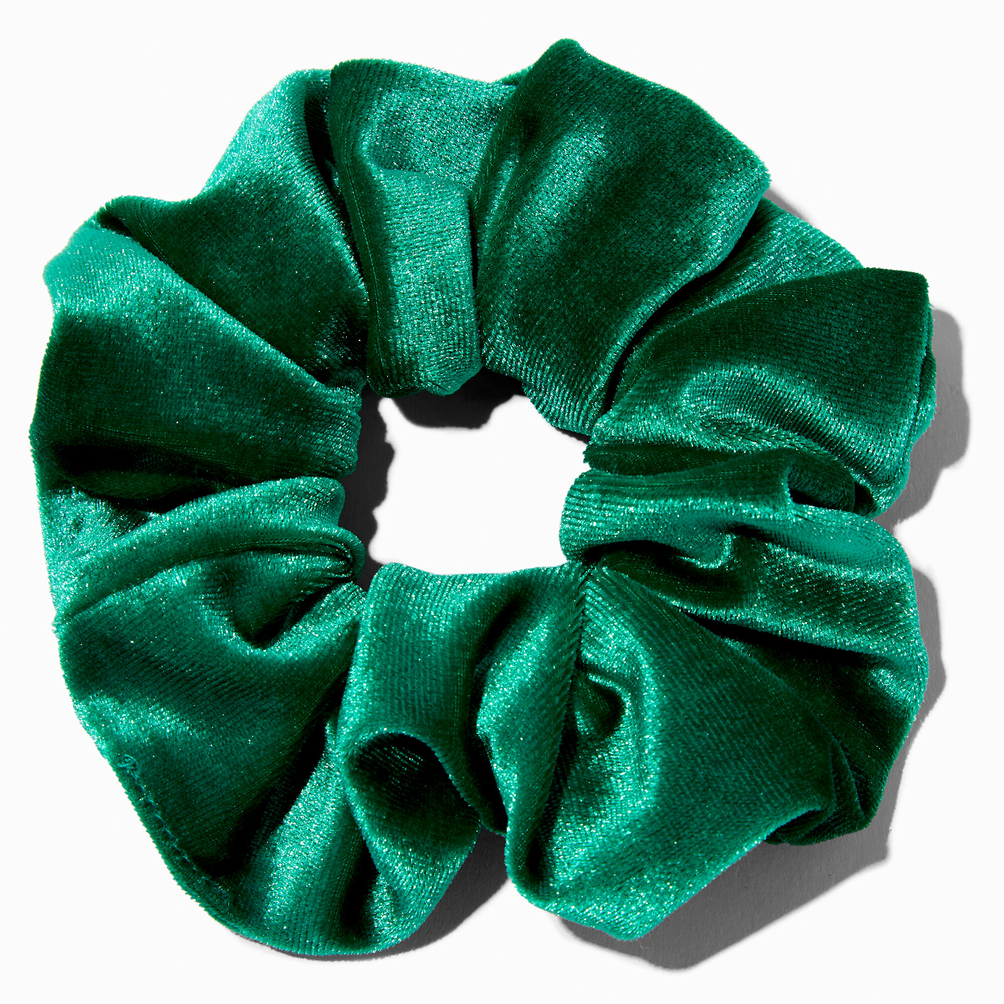 View Claires Medium Emerald Velvet Hair Scrunchie Green information