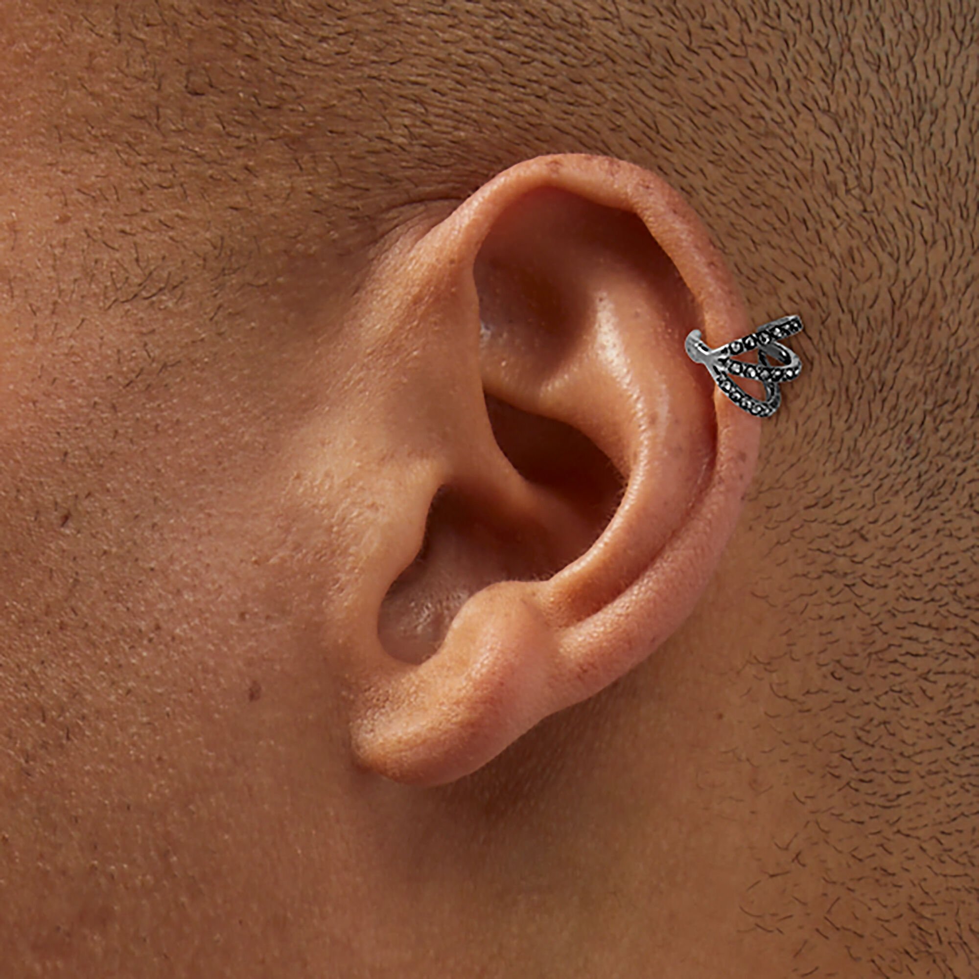 Silver-tone Triple Row Twister 18G Cartilage Clicker Earring,