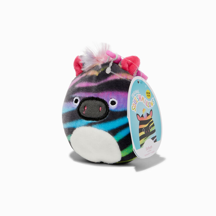 Squishmallows&trade; 3.5&#39;&#39; Safiyah the Rainbow Zebra Plush Bag Clip,