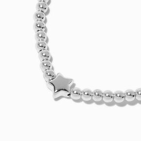 Silver-tone Star Beaded Stretch Bracelet,