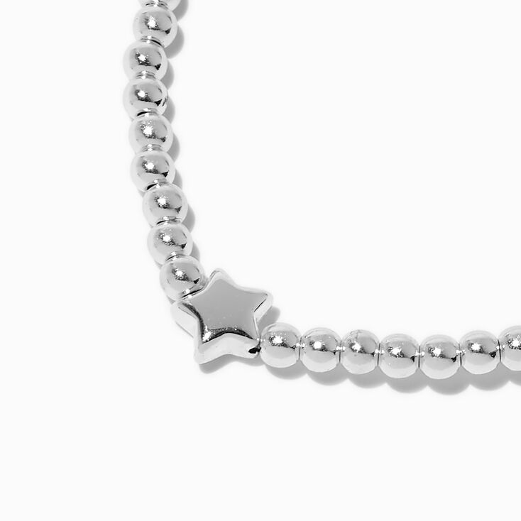 Silver-tone Star Beaded Stretch Bracelet,