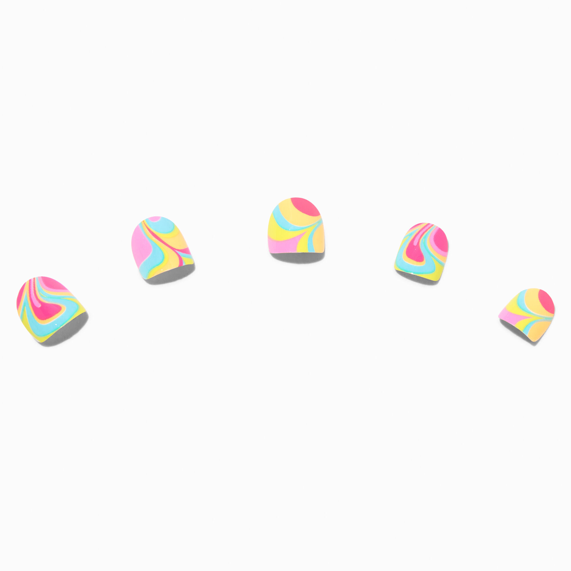 Faux ongles autocollants vegan carrés ligne ondulée rétro Claire's Club - Lot de 10,
