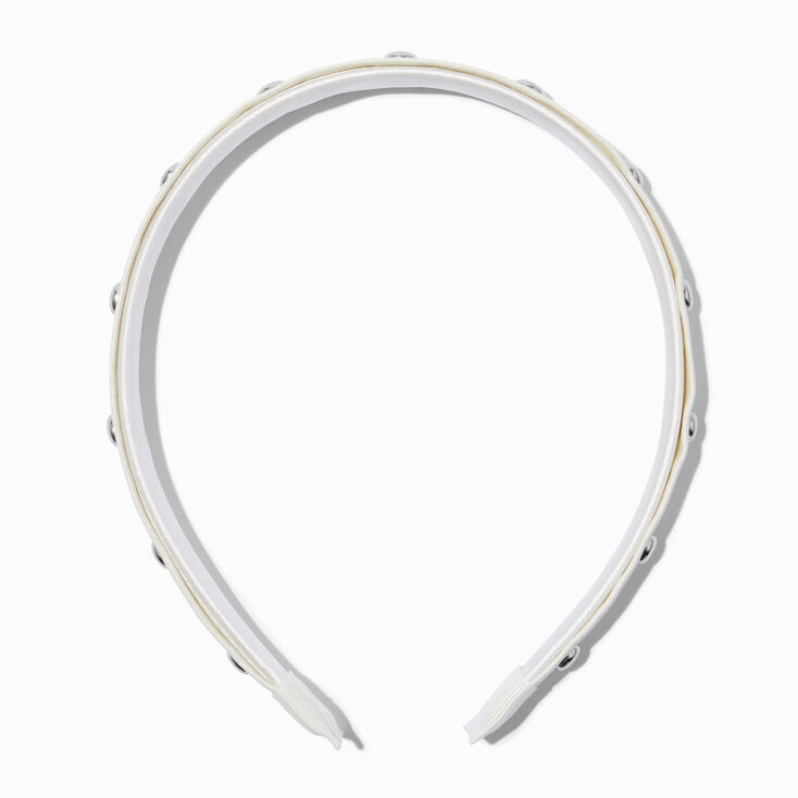 Studded White Faux Leather Headband,