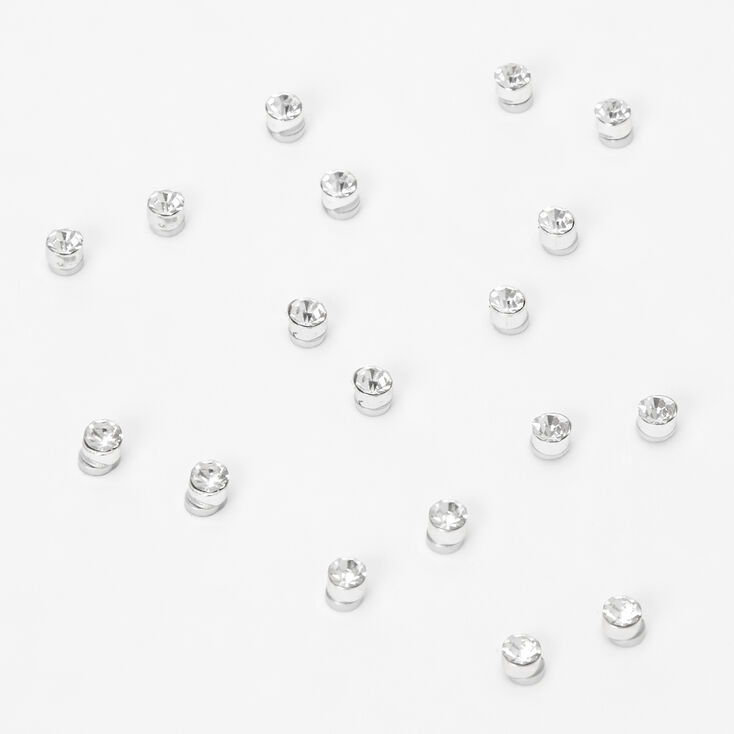 Silver Round Bezel Magnetic Stud Earrings - 9 Pack | Claire's