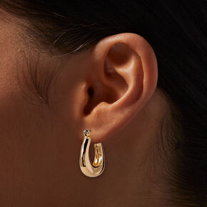 Gold-tone 20mm Square Oval Hoop Earrings,