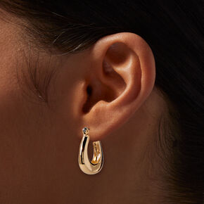 Gold-tone 20MM Square Oval Hoop Earrings,