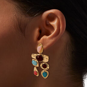 Gold-tone Boho Gemstone Chandelier Drop Earrings,