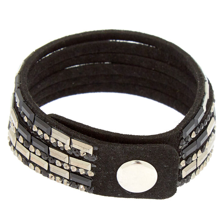 Hematite Studded Layered Wrap Bracelet,