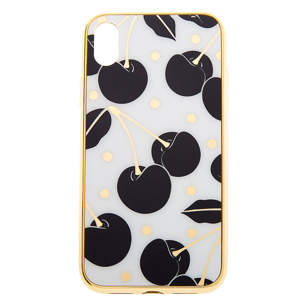 Black & White Cherry Protective Phone Case - Fits iPhone XR,