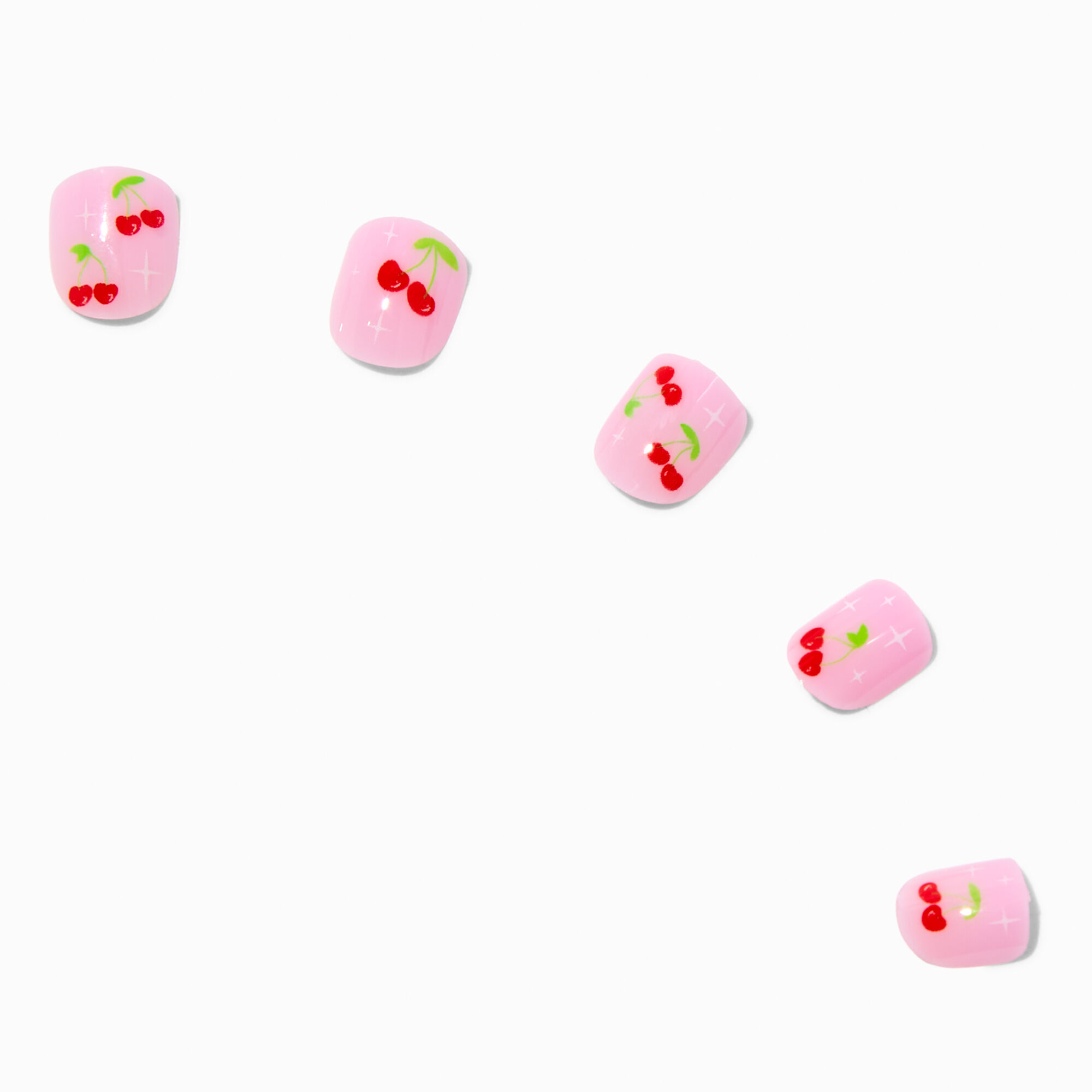 Claire's Club Pink Cherry Press On Vegan Faux Nail Set - 10 Pack,