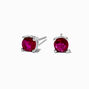 Fuchsia Cubic Zirconia 5mm Round Stud Earrings,