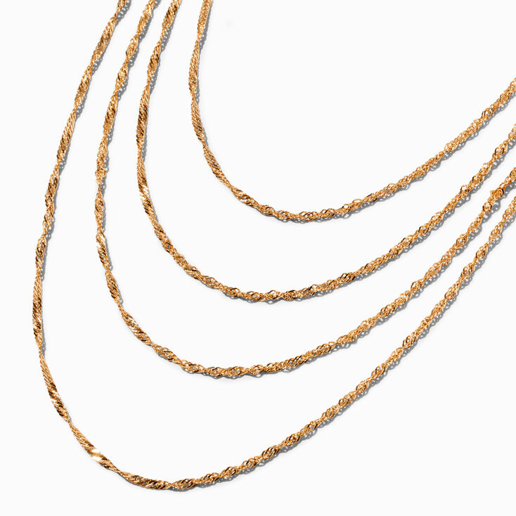 Gold Twisted Woven Multi-Strand Necklace,