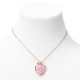 Gold Glitter Heart Locket Pendant Necklace,