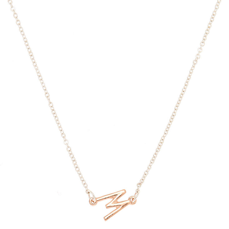 Mixed Metal Sideways Initial Pendant Necklace - W,