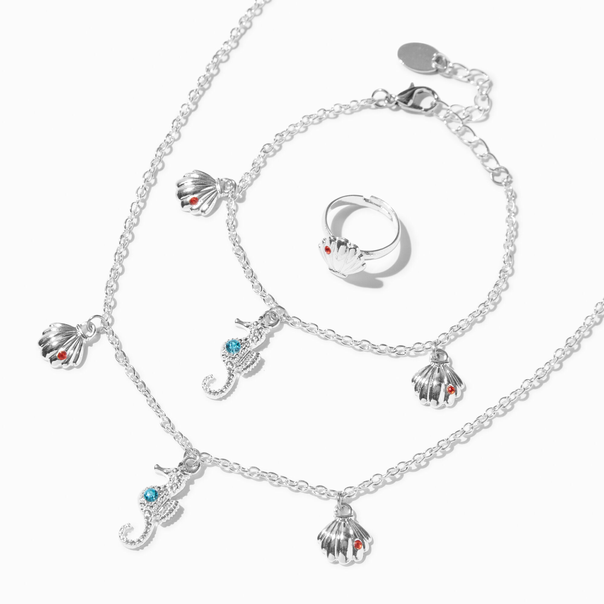 View Claires Club Sea Shell Jewelry Set 3 Pack Silver information