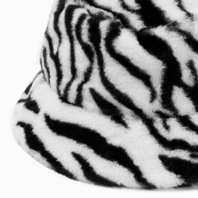Zebra Print Furry Bucket Hat,