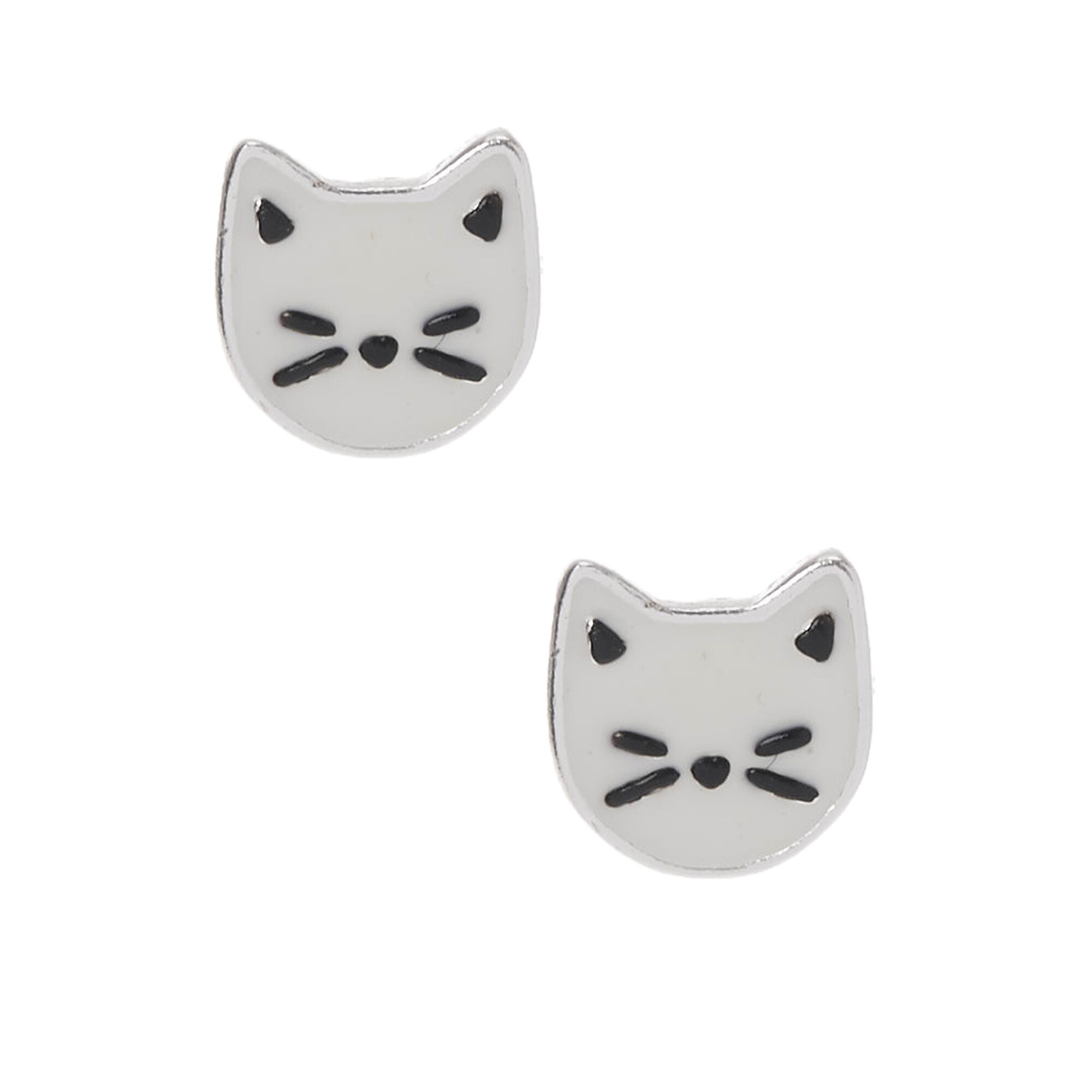 View Claires Sterling Silver Cat Stud Earrings White information