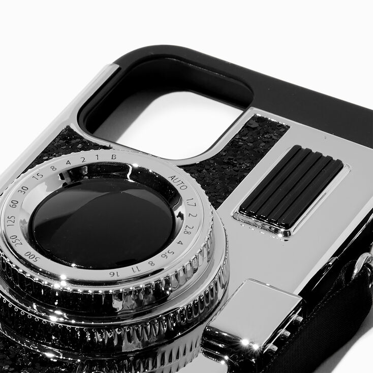 Black Glitter Camera Phone Case with Lanyard - Fits iPhone&reg; 12 Pro,