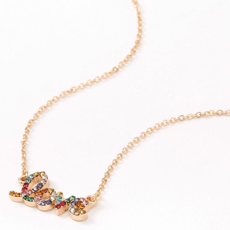 Gold Rainbow Love Pendant Necklace,