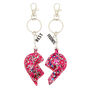 Glitter Heart Best Friends Keychain Set - Pink,