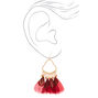 3&quot; Feather Chandelier Drop Earrings - Red,