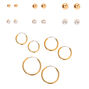 Gold Graduated Mixed Earrings - 9 Pack,
