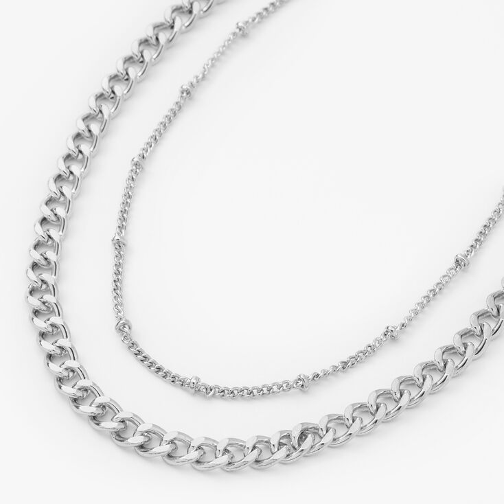 Silver Chunky Multi Strand Necklace,