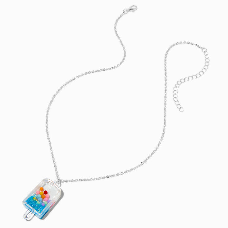 Claire&#39;s Club Liquid-Filled Glitter Ice Pop Pendant Necklace,