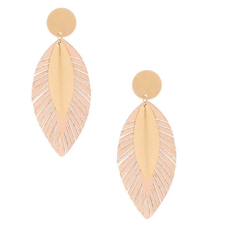Claire's Pendantes en forme de feuille métallique 8 cm couleur doré