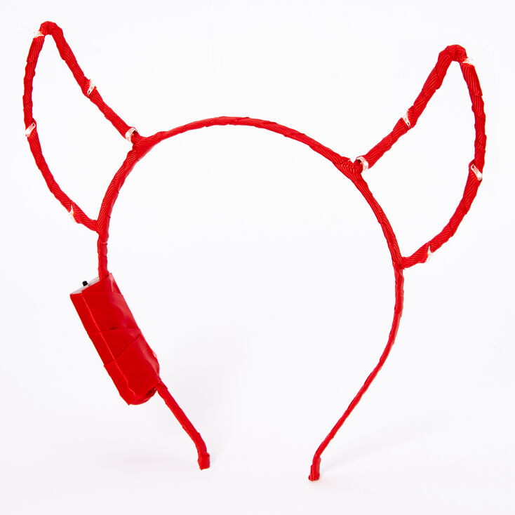 Serre-t&ecirc;te oreilles de diable qui s&rsquo;allument - Rouge,