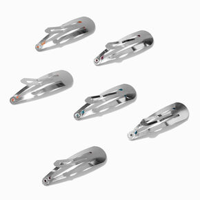 Jewel Tone Metallic Snap Hair Clips - 6 Pack,