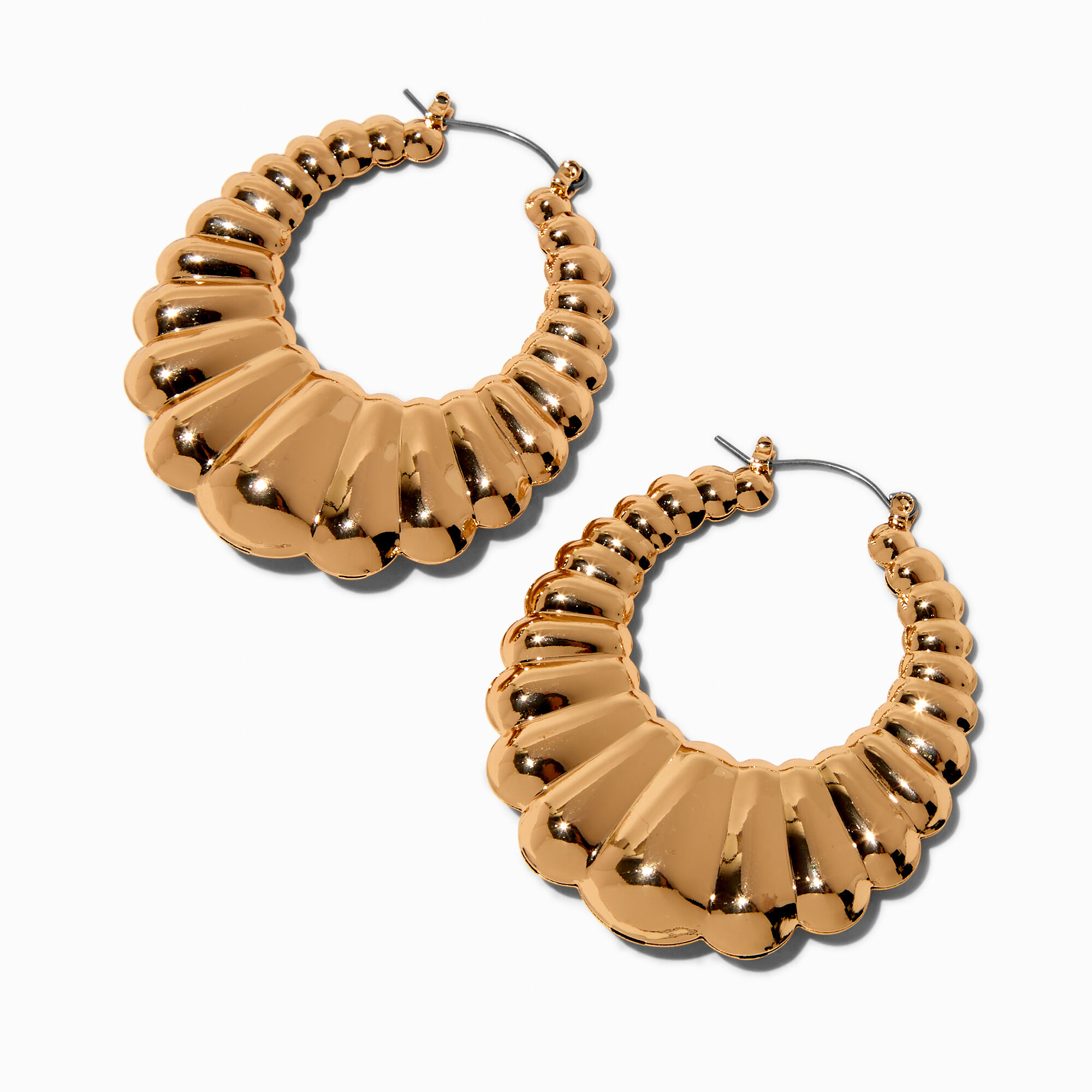 Gold-tone Flat Croissant Hoop Earrings,